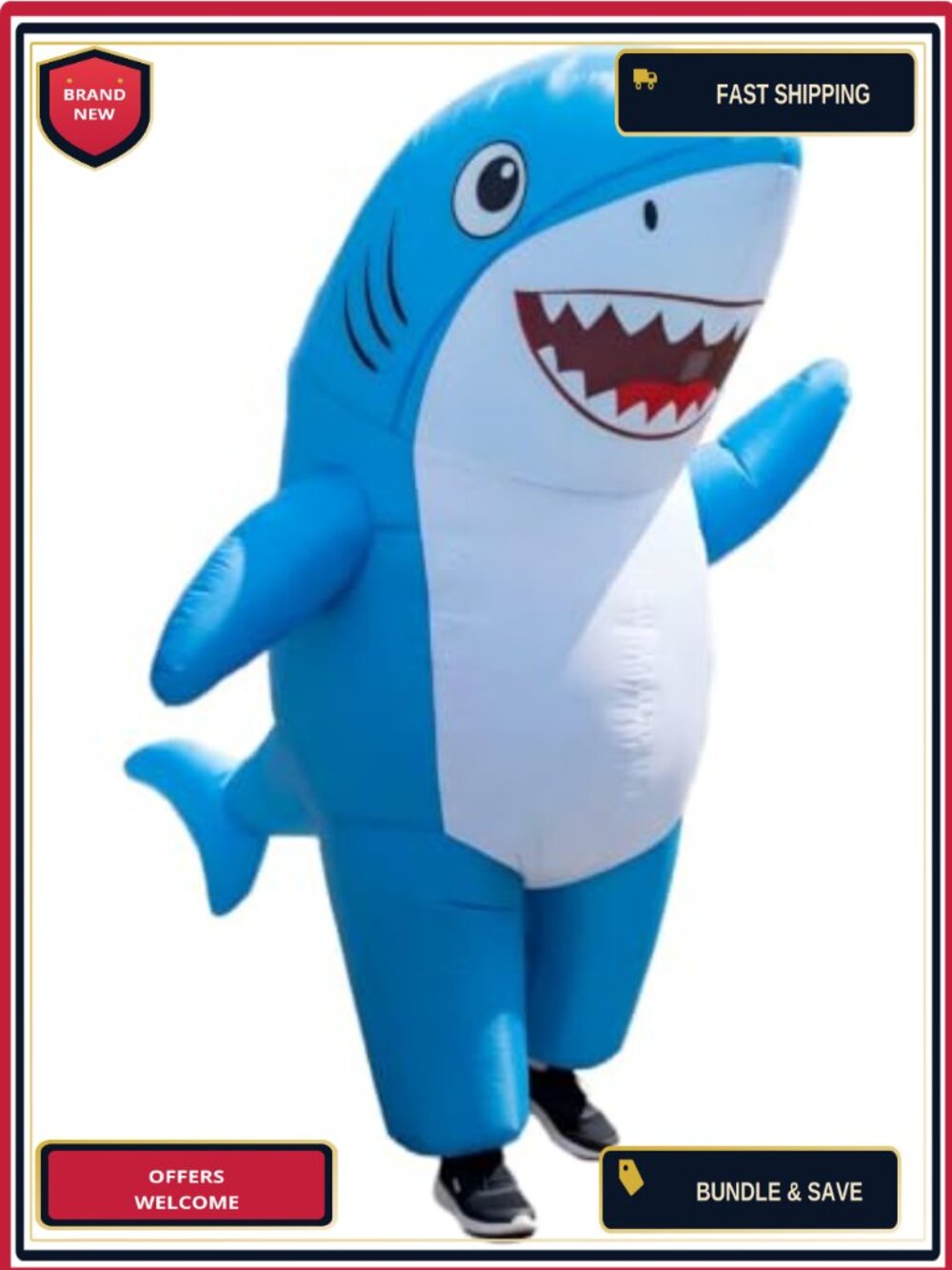 Adult Inflatable Shark Costume Polyester One Size Halloween Cosplay